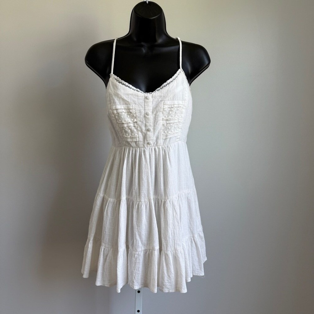 Princess Polly Boho Dainty Coastal Babydoll Ethereal Tiered Mini Dress 10 White